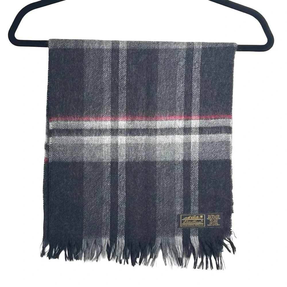 Eddie Bauer‎ Vintage 100% Wool Plaid Scarf Outdoor Preppy Gorpcore Hiking Unisex